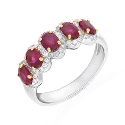 18ct White and Yellow Gold 0.27ct Diamond & 1.47ct Ruby Eternity Ring