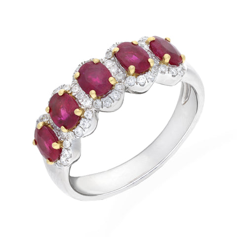 18ct White and Yellow Gold 0.27ct Diamond & 1.47ct Ruby Eternity Ring