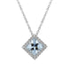 18ct White Gold 1.74ct Aquamarine Diamond Cluster Necklace, PJW-408