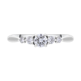 Platinum 0.44ct Diamond GIA Certified 5 Stone Ring