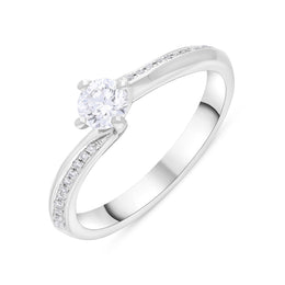 Platinum 0.30 Diamond 0.09 4 Claw Twist Diamond Shank Ring