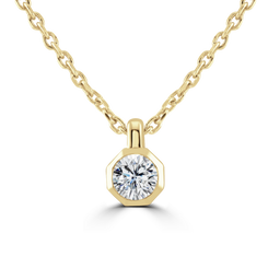 18ct Yellow Gold 0.15ct Lab Grown Diamond Solitaire Octagonal Necklace