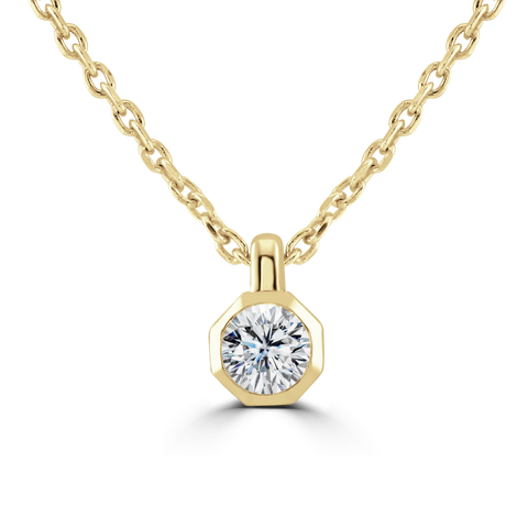 18ct Yellow Gold 0.15ct Diamond Solitaire Octagonal Necklace