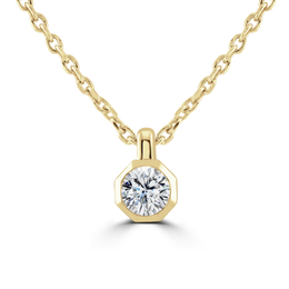 9ct Yellow Gold 0.15ct Lab Grown Diamond Solitaire Octagonal Necklace