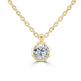 9ct Yellow Gold 0.25ct Diamond Solitaire Octagonal Necklace