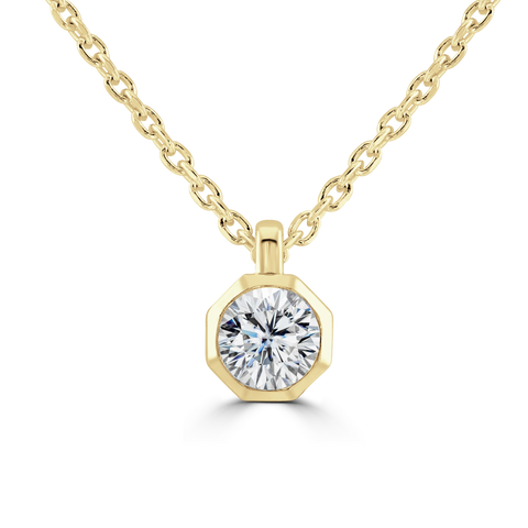 9ct Yellow Gold 0.25ct Lab Grown Diamond Solitaire Octagonal Necklace