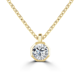 18ct Yellow Gold 0.30ct Diamond Solitaire Octagonal Necklace
