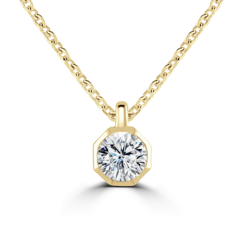 18ct Yellow Gold 0.30ct Diamond Solitaire Octagonal Necklace