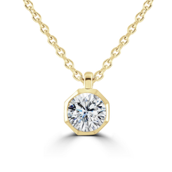 9ct Yellow Gold 0.40ct Diamond Solitaire Octagonal Necklace