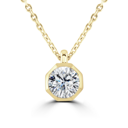 9ct Yellow Gold 0.50ct Diamond Solitaire Octagonal Necklace