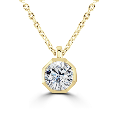 9ct Yellow Gold 0.50ct Diamond Solitaire Octagonal Necklace