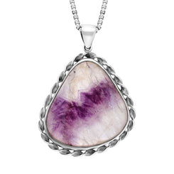 Sterling Silver Blue John Abstract Pear Rope Edge Pendant