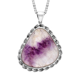 Sterling Silver Blue John Abstract Pear Rope Edge Pendant