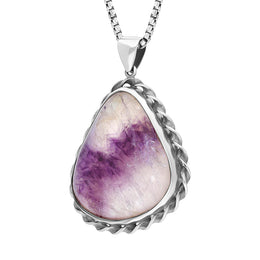 Sterling Silver Blue John Abstract Pear Rope Edge Pendant