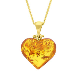 Gold Plated Amber Small Heart Pendant