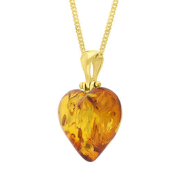Gold Plated Small Amber Heart Pendant