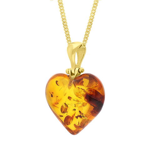 Gold Plated Amber Small Heart Necklace