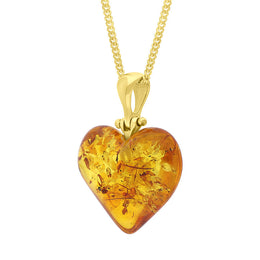 Gold Plated Amber Small Heart Necklace
