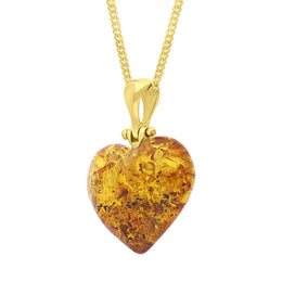Gold Plated Amber Small Heart Pendant