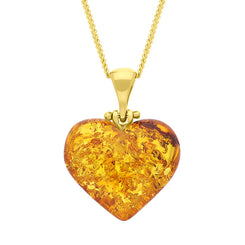 Gold Plated Amber Small Heart Pendant