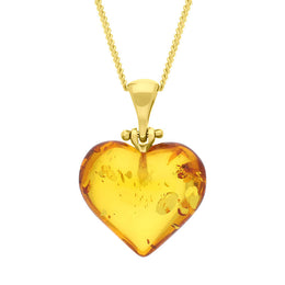 Gold Plated Small Amber Heart Necklace