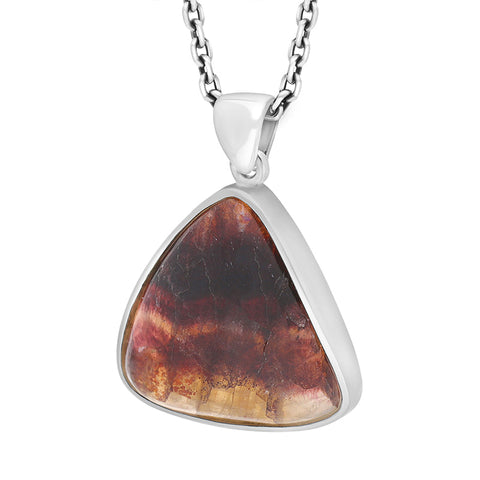 Sterling Silver Blue John Triangle Shaped Unique Pendant