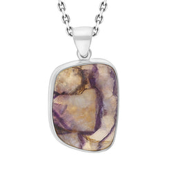 Sterling Silver Unique Blue John Square Shaped Abstract Pendant