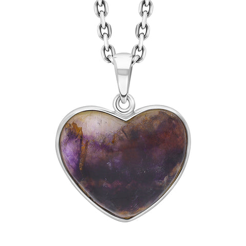 Sterling Silver Blue John Unique Heart Pendant