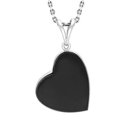 Sterling Silver Whitby Jet Split Bale Heart Necklace