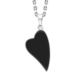 Sterling Silver Whitby Jet Unique Heart Pendant
