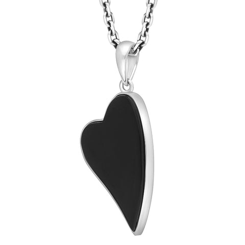 Sterling Silver Whitby Jet Unique Heart Pendant