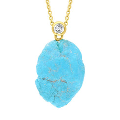 18ct Yellow Gold Diamond and Turquoise Unique Necklace