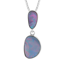 Sterling Silver Abstract Opal Two Stone Necklace