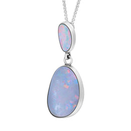 Sterling Silver Abstract Opal Two Stone Necklace
