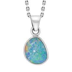 Sterling Silver Abstract Opal Doublet Necklace