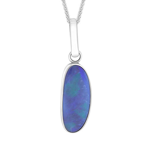 Sterling Silver Opal Abstract Doublet Unique Necklace