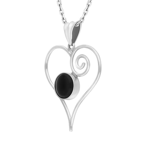 Sterling Silver Whitby Jet Open Frame Necklace
