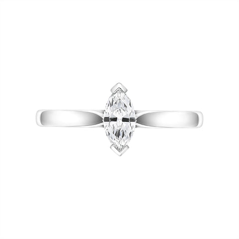 Platinum 0.33ct Diamond Marquise Cut Solitaire Ring