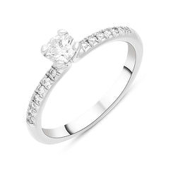 Platinum 0.33ct Diamond Shoulder Set Solitaire Ring FEU-2642