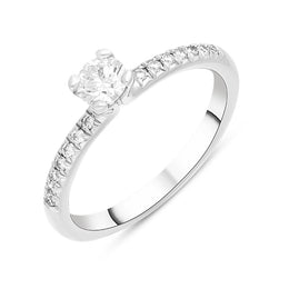 Platinum 0.33ct Diamond Shoulder Set Solitaire Ring FEU-2642