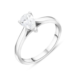 Platinum 0.40ct Diamond Pear Cut Solitaire Ring, FEU-1695.