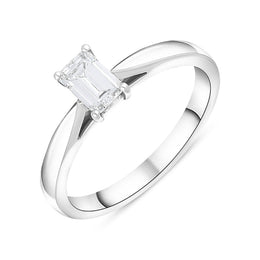Platinum 0.50ct Diamond Emerald Cut Solitaire Ring, FEU-1882.