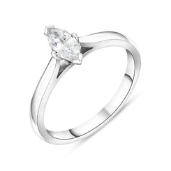 Platinum 0.50ct Diamond Marquise Cut Solitaire Ring, FEU-1574.