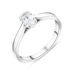 Platinum 0.70ct Diamond Oval Cut Solitaire Ring, FEU-2637.