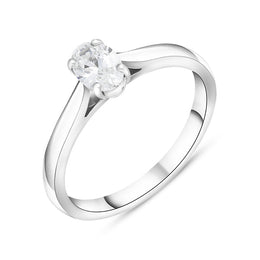 Platinum 0.70ct Diamond Oval Cut Solitaire Ring, FEU-2637.