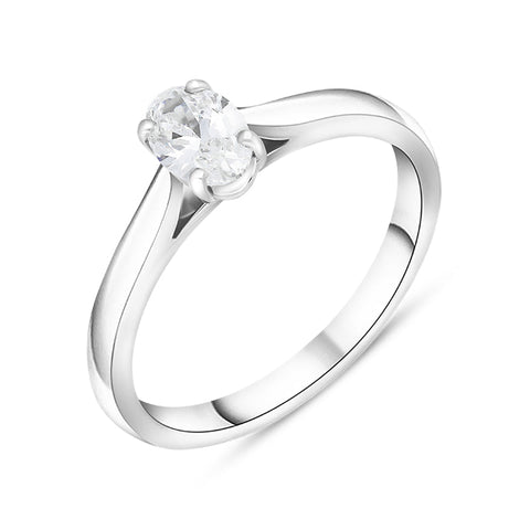 Platinum 0.70ct Diamond Oval Cut Solitaire Ring, FEU-2637.