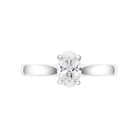 Platinum 0.70ct Diamond Oval Cut Solitaire Ring