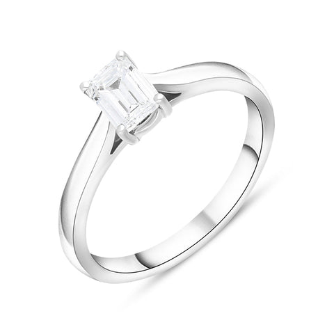 Platinum 0.71ct Diamond Emerald Cut Solitaire Ring, FEU-2243.
