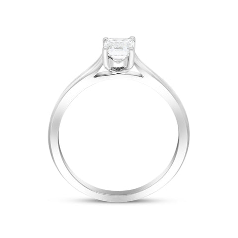 Platinum 0.71ct Diamond Emerald Cut Solitaire Ring