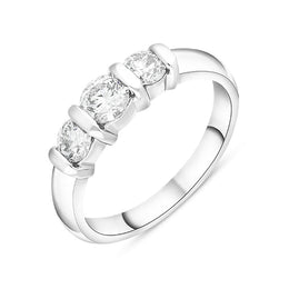 Platinum 0.76ct Diamond Bar Set Three Stone Ring, FEU-1699